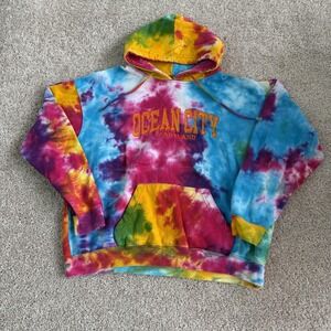 Ocean City Maryland Hoodie Mens Large Tie Dye Fleece Exist Hippie Pullover
